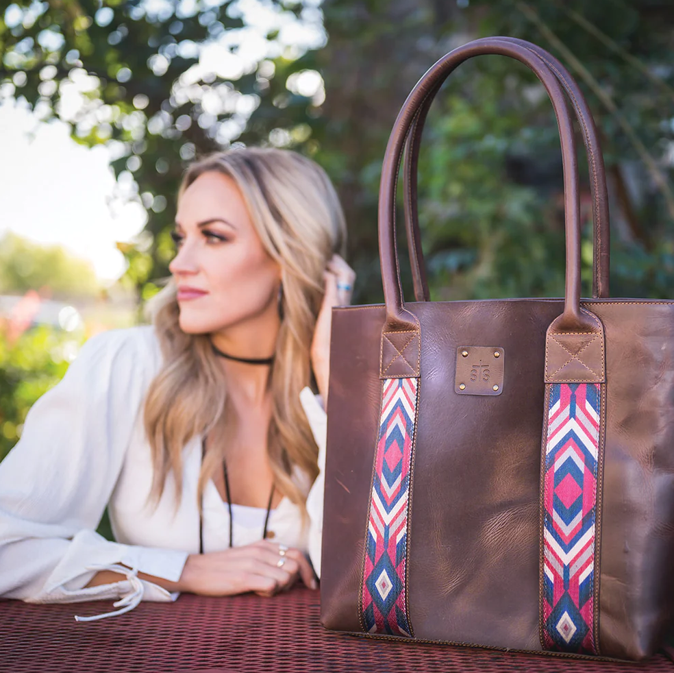 Ranchy Life chocolate bliss tote with model