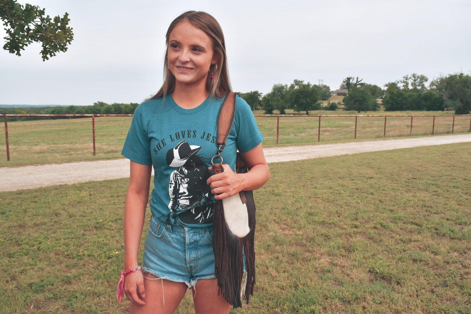 *YOUTH* She loves Jesus and Rides Good Horses - Teal