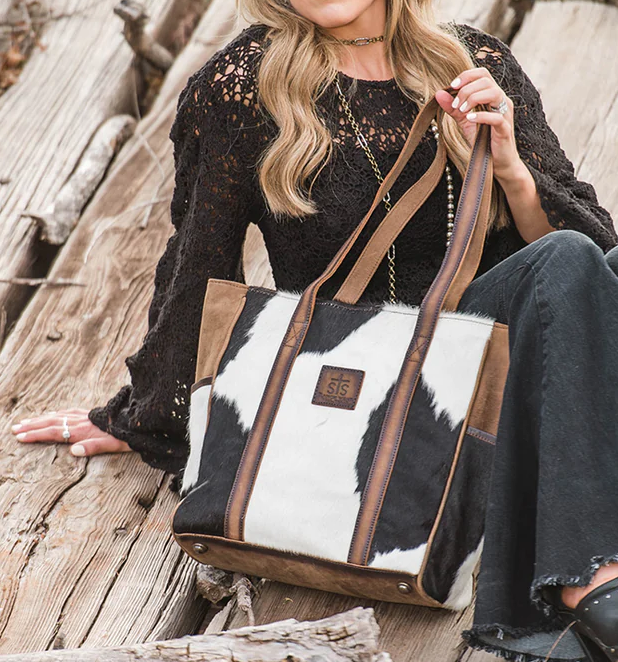 Ranchy Life Cowhide Heritage Tote Fun Funky Leather sTs Ranchwear