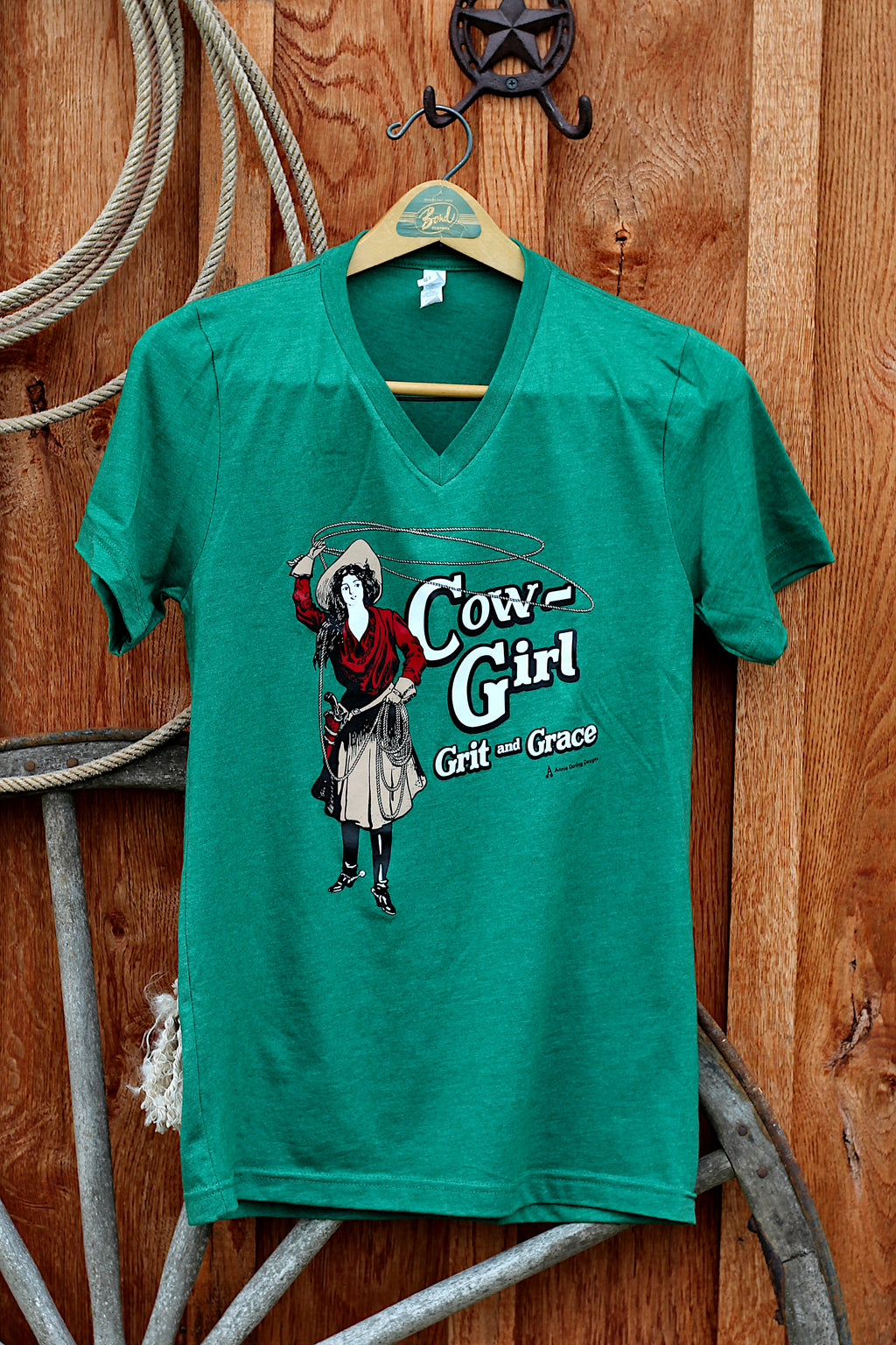 Short Sleeve Grit and Grace V-Neck Green T