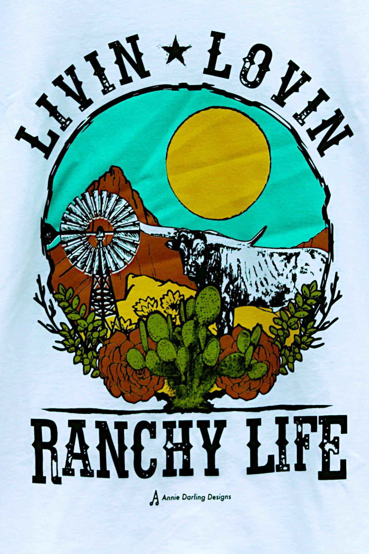 Livin Lovin Ranchy Life White V-Neck T