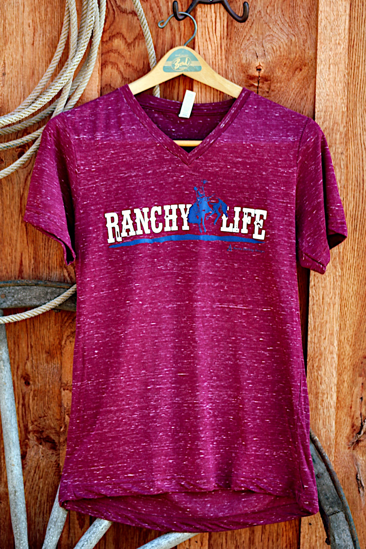 Ranchy Life Burnout Maroon Heather T