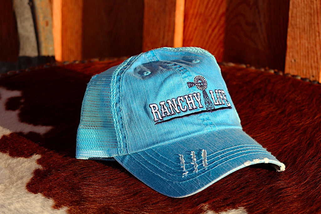 Ranchy Life Windmill Blue Low Crown Cap
