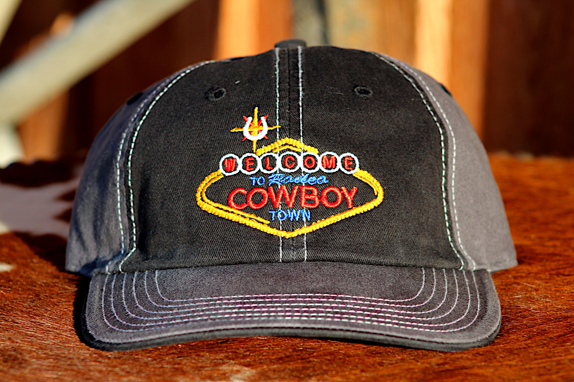 *LIMITED* Welcome Cowboy Black and Grey Low Crown VELCRO  Back